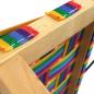 Preview: BAMBINIWELT Holzschlitten, Hörnerrodel mit Zugseil, Sitzfläche aus Kunstfasern im Regenbogendesign, 120cm