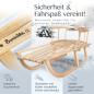 Preview: BAMBINIWELT Holzschlitten, Kinderschlitten mit Rückenlehne + Zugleine aus Holz
