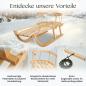 Preview: BAMBINIWELT Holzschlitten, Kinderschlitten mit Rückenlehne + Zugleine aus Holz