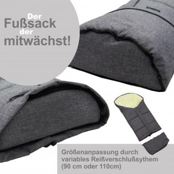 BAMBINIWELT Winterfußsack in Mumienform + universaler Muff/Handwärmer für Kinderwagen und Buggy, Wolle, Design MELIERT
