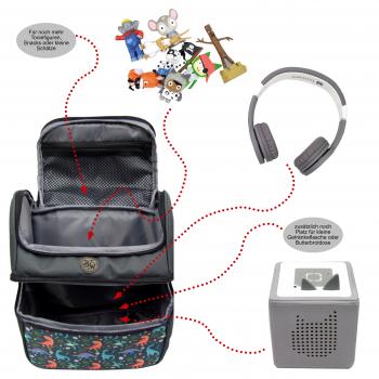 BAMBINIWELT Kinderrucksack für Toniebox, Musikbox-Rucksack für Hörwürfel z.B. Toniebox und Tigerbox Touch, verstellbare Innenfächer, Netzfach, gepolsterte Schultergurte