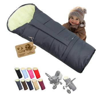 BAMBINIWELT Winterfußsack in Mumienform für Kinderwagen und Buggy, 110cm, Wolle, Design UNI