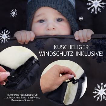 Preview: BAMBINIWELT Winterfusssack für Kinderwagen und Buggy, 108cm, Wolle, Design LINIERT