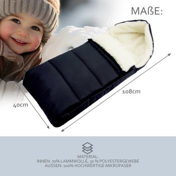 BAMBINIWELT Winterfusssack für Kinderwagen und Buggy, 108cm, Wolle, Design LINIERT