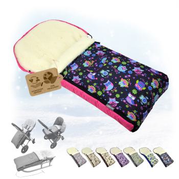BAMBINIWELT Winterfusssack für Kinderwagen und Buggy, 90cm, Wolle, Design EULE