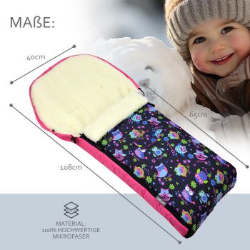 BAMBINIWELT Winterfusssack für Kinderwagen und Buggy, 108cm, Wolle, Design EULE