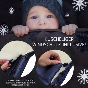 Preview: BAMBINIWELT Winterfusssack für Kinderwagen und Buggy, 90cm, Wolle, Design UNI