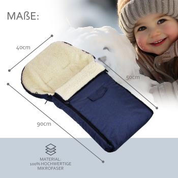 BAMBINIWELT Winterfusssack für Kinderwagen und Buggy, 90cm, Wolle, Design UNI
