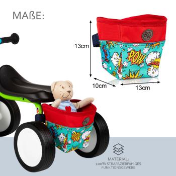 BAMBINIWELT offene Rahmentasche, Tasche für Dreirad, Rutschfahrzeuge, Tretfahrzeuge für Kinder, wasserabweisend, z.B. Puky Wutsch