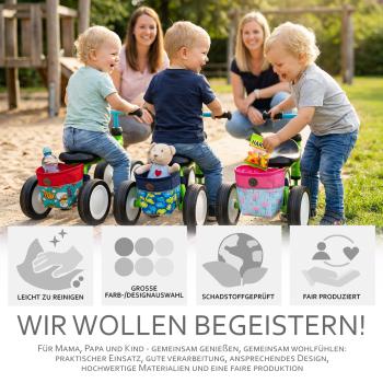 BAMBINIWELT offene Rahmentasche, Tasche für Dreirad, Rutschfahrzeuge, Tretfahrzeuge für Kinder, wasserabweisend, z.B. Puky Wutsch