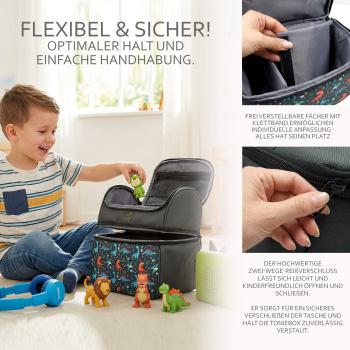 BAMBINIWELT Kinderrucksack für Toniebox, Musikbox-Rucksack für Hörwürfel z.B. Toniebox und Tigerbox Touch, verstellbare Innenfächer, Netzfach, gepolsterte Schultergurte