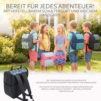 BAMBINIWELT Kinderrucksack für Toniebox, Musikbox-Rucksack für Hörwürfel z.B. Toniebox und Tigerbox Touch, verstellbare Innenfächer, Netzfach, gepolsterte Schultergurte