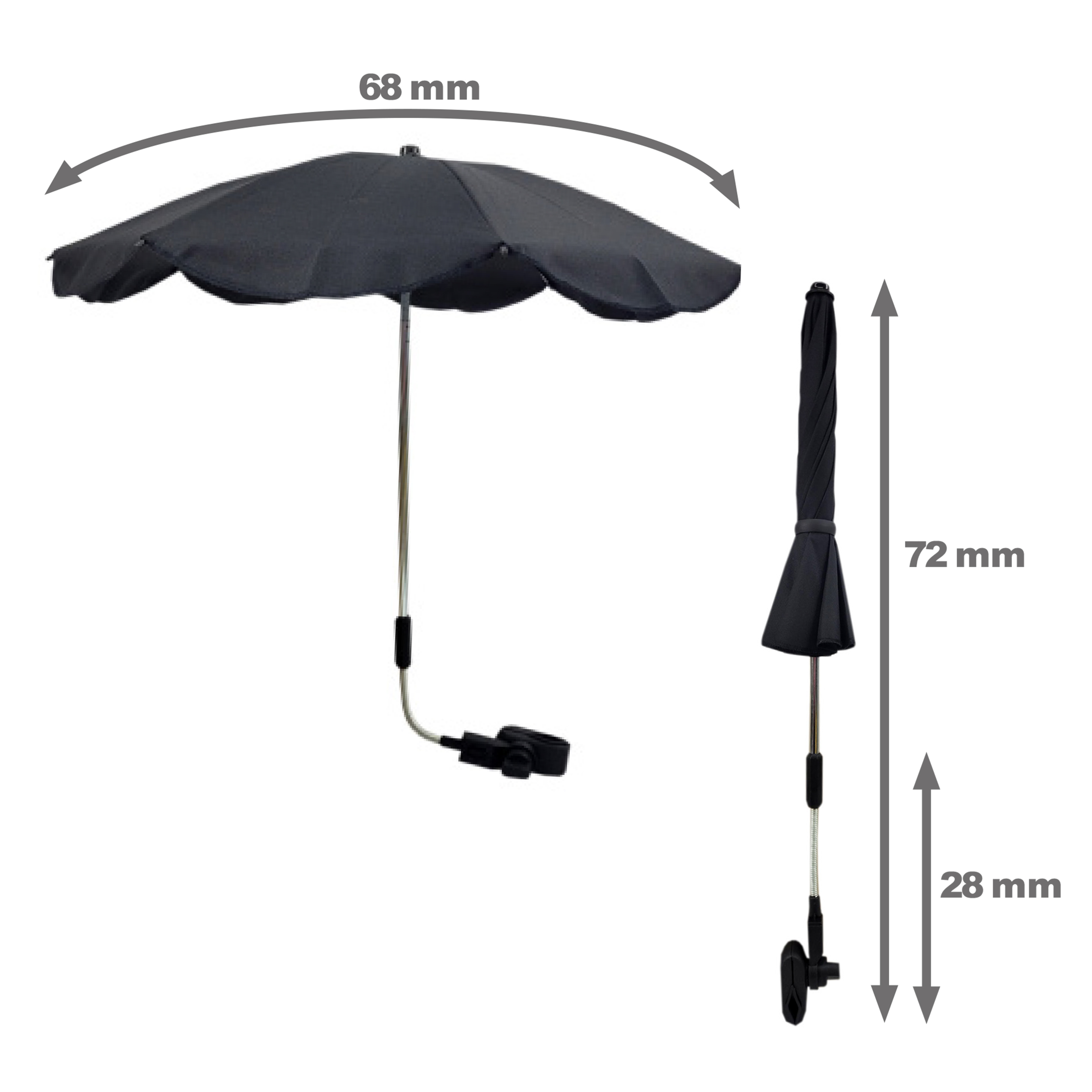 Kinderwagen Sonnenschirm, Universal Regenschirm mit Klemme, verstel