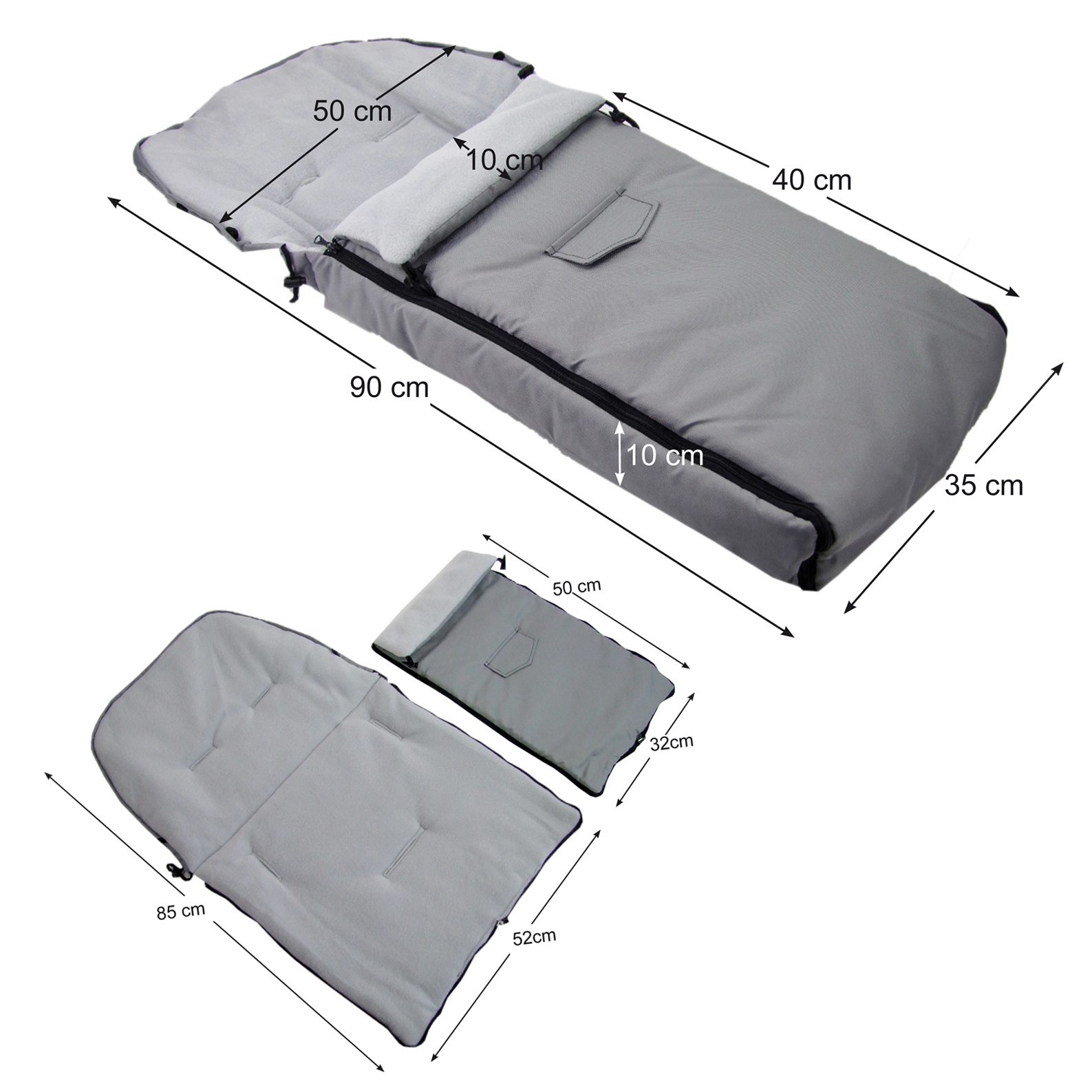 BAMBINIWELT Winterfu/ßsack Beige f/ür Jogger Buggy Schlitten FLEECE UNI 90cm