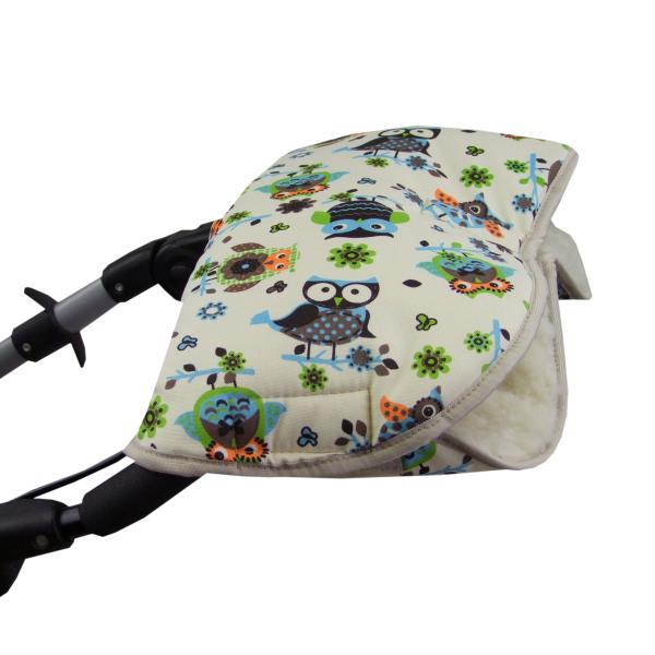 BAMBINIWELT universaler Muff/Handwärmer für Kinderwagen, Buggy, Jogger mit Wolle, EULE