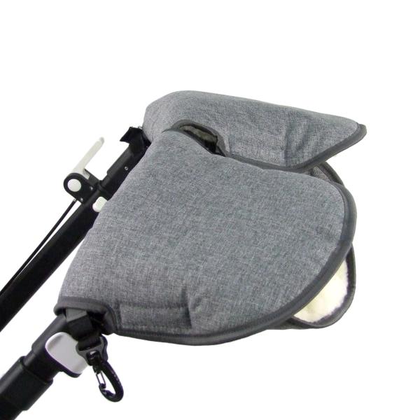 BAMBINIWELT universaler Muff/Handwärmer für Kinderwagen,, besonders für Bugaboo Modelle geeignet, Buggy, Jogger mit Wolle, 2-TEILIG, MELIERT