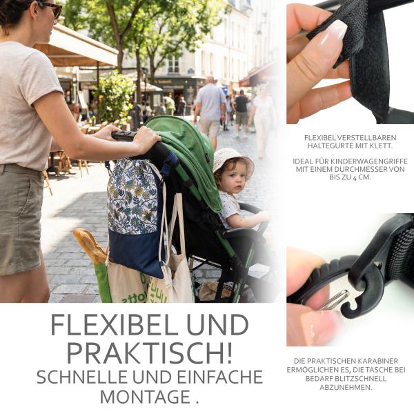 BAMBINIWELT leichte Kinderwagentasche universal BEUTEL Organizer Einkaufstasche
