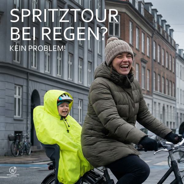 BAMBINIWELT Regencape REGENPONCHO für Kinderfahrradsitz SOFTSHELL Fleece Schutz