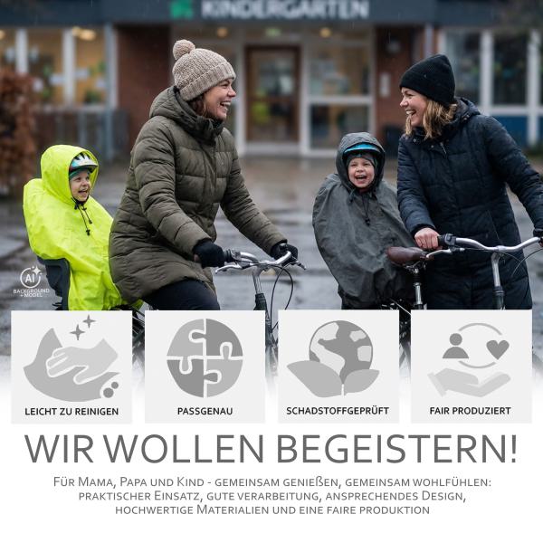 BAMBINIWELT Regencape REGENPONCHO für Kinderfahrradsitz SOFTSHELL Fleece Schutz