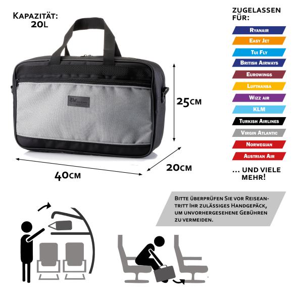 BAMBINIWELT Handgepäck, Reisetasche, Boardgepäck, Bordcase 40x25x20cm oder  40x30x20cm, Modell 02