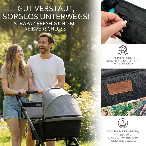 BAMBINIWELT universal Buggy ORGANIZER, Kinderwagen-Tasche, Wickeltasche mit Getränkehalter