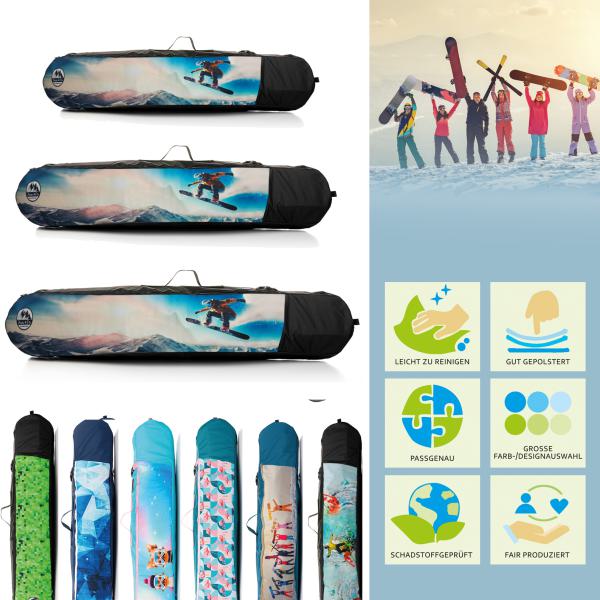 BAMBINIWELT Kinder Snowboardtasche, Rucksack, Board Bag, viel Stauraum - Platz für Helm, Schuhe, Skibrille und Handschuhe
