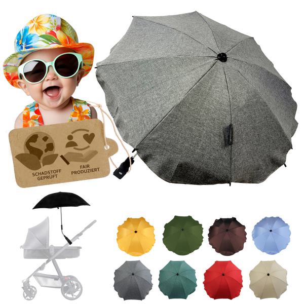 BAMBINIWELT universaler Sonnenschirm für Kinderwagen/Buggy MELIERT (rund)