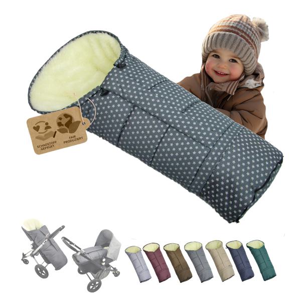 BAMBINIWELT Winterfußsack in Mumienform für Kinderwagen und Buggy, 110cm, Wolle, Design STERNE