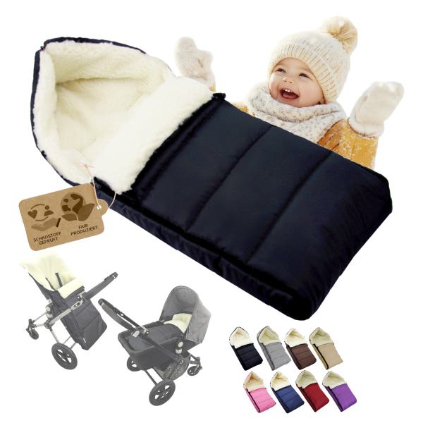 BAMBINIWELT Winterfusssack für Kinderwagen und Buggy, 108cm, Wolle, Design LINIERT