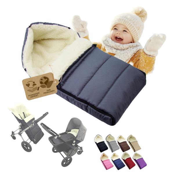 BAMBINIWELT Winterfusssack für Kinderwagen und Buggy, 90cm, Wolle, Design LINIERT