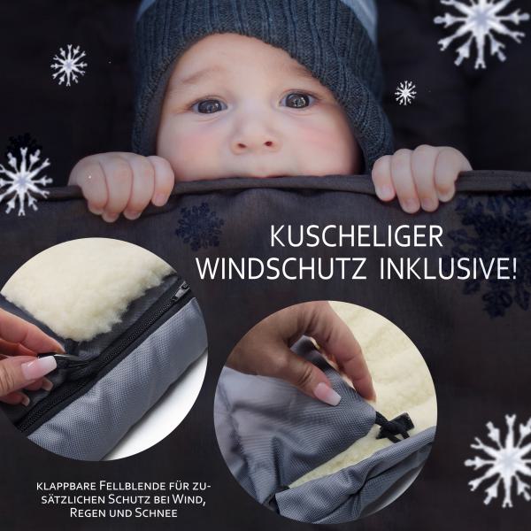BAMBINIWELT Winterfusssack für Kinderwagen und Buggy, 108cm, Wolle, Design UNI