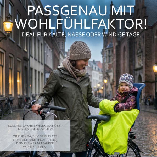 BAMBINIWELT Kinder Beinwärmer Beinabdeckung für Fahrradsitz, mit zusätzlichem Handmuff, kuscheliges Microflees, wind- und wasserabweisend