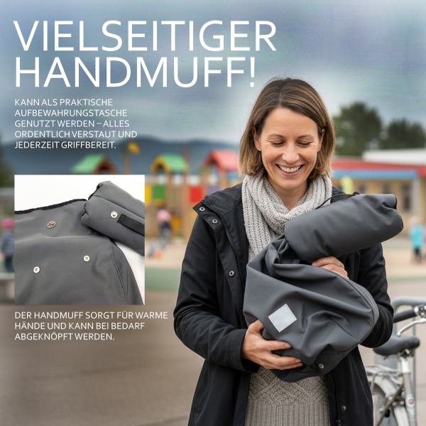 BAMBINIWELT Kinder Beinwärmer Beinabdeckung für Fahrradsitz, mit zusätzlichem Handmuff, kuscheliges Microflees, wind- und wasserabweisend