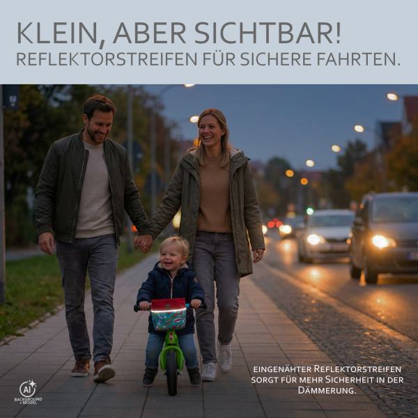 BAMBINIWELT Lenkertasche, Lenkerkorb, OFFEN für Dreirad, Laufrad, Rutschfahrzeug, Fahrradtasche für Kinder, wasserabweisend, z.B. Puky Wutsch