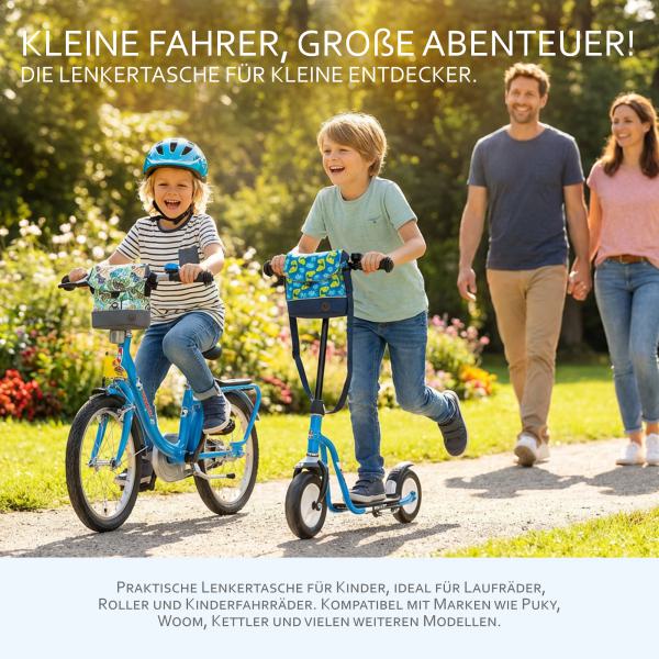 BAMBINIWELT Lenkertasche für Puky, Roller und Fahrrad, Fahrradtasche für Kinder, wasserabweisend, mit Schultergurt