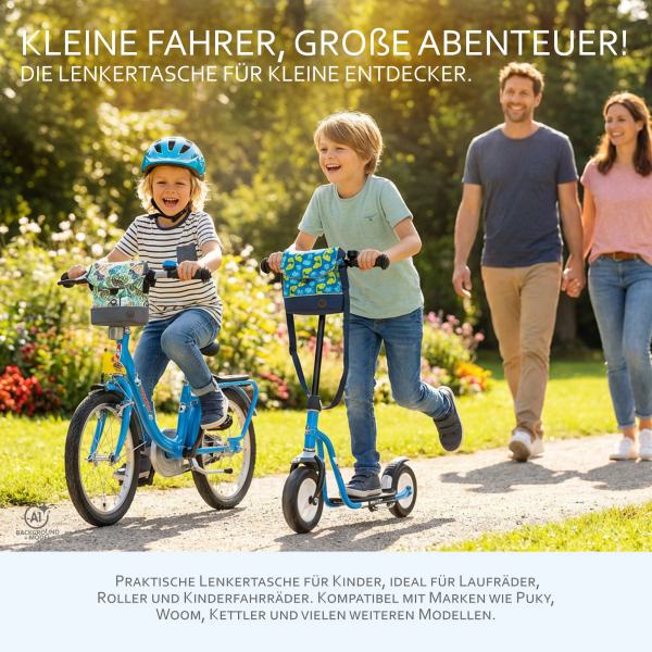 BAMBINIWELT Lenkertasche für Puky, Roller und Fahrrad, Fahrradtasche für Kinder, wasserabweisend, mit Schultergurt