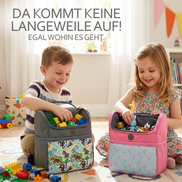 BAMBINIWELT Kinderrucksack für Toniebox, Musikbox-Rucksack für Hörwürfel z.B. Toniebox und Tigerbox Touch, verstellbare Innenfächer, Netzfach, gepolsterte Schultergurte